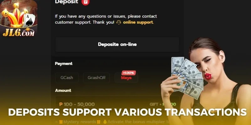 Deposit supports a wide variety of transactions