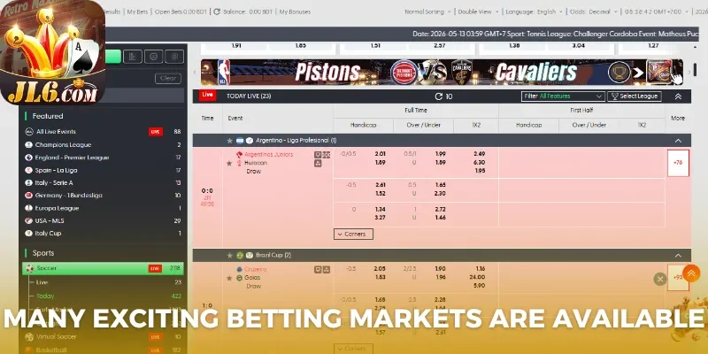 Many exciting betting markets are available